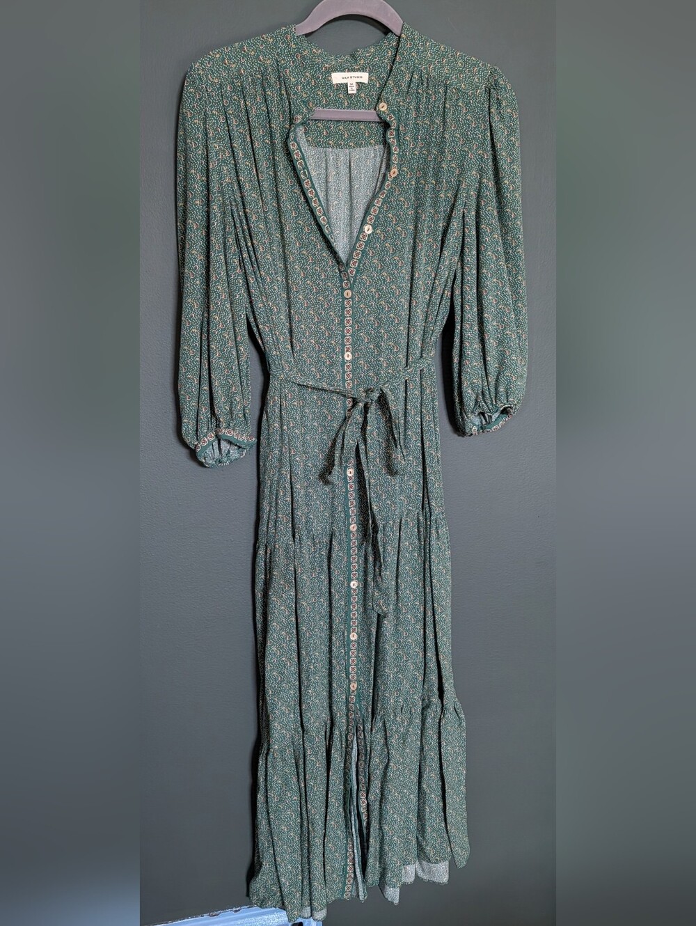 Max Studio Green Button-Front Maxi Dress